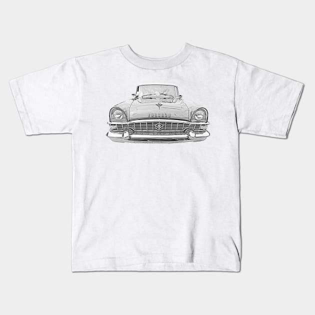 Packard Patrician 1950s American classic car monochrome Kids T-Shirt by soitwouldseem